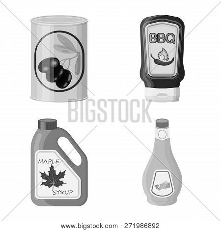 Vector Illustration Of Can And Food Logo. Set Of Can And Package Vector Icon For Stock.