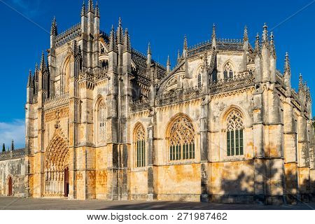 Batalha, Portugal. Monastery Of Batalha Aka Monastery Of Santa Maria Da Vitoria. View Of The Capelas