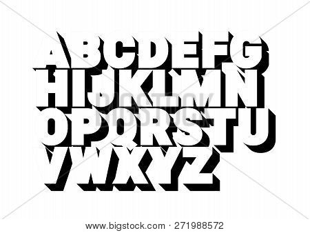 3d Font Alphabet. Poster Style, Sanserif Font. Letters And Numbers. Vector Illustration