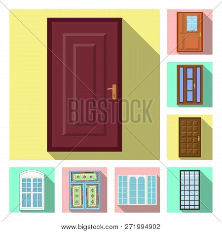 Isolated Object Of Door And Front Icon. Set Of Door And Wooden Vector Icon For Stock.