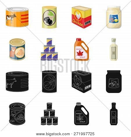Vector Illustration Of Can And Food Symbol. Set Of Can And Package Stock Vector Illustration.