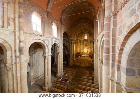 Leon, Spain - June 27, 2017: Parishioners praying in the basilica of san Isidoro.