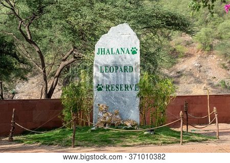 Jaipur , Rajasthan / India - 9 June 2020 : Rock Written With Jhalana Leopard Reserve Also In The Bot