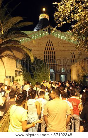 NAZARETH, Izrael - 30. září: Každý pátek průvod prochází v ulicích Nazaretu, od 