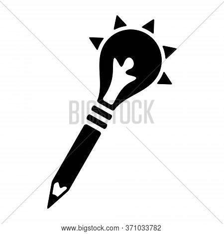Conceptualizing Ideas Icon. Pencil And Lightbulb Icon Illustration. Writing Idea Symbol.
