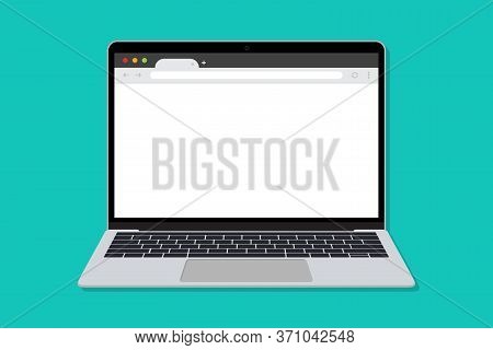 Laptop With Blank Browser Window In A Flar Design