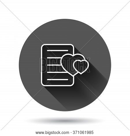 Wishlist Icon In Flat Style. Like Document Vector Illustration On Black Round Background With Long S