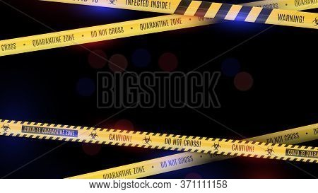 Mystical Bokeh Background With Yellow Striped Poetic Tapes Warning Tapes About The Dangers Of Corona