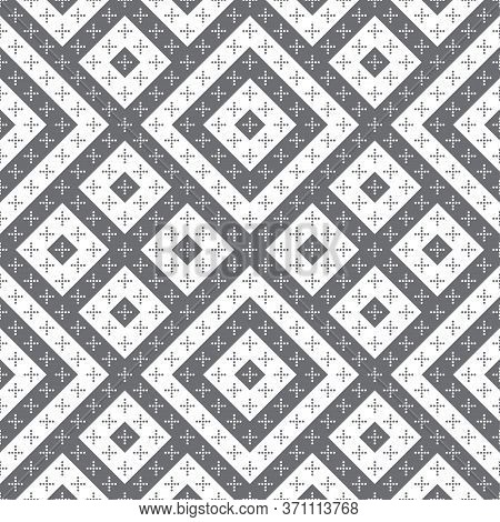 Seamless Pattern. Simple Elegant Texture. Regularly Repeatition Geometrical Shapes, Dotted Crosses A