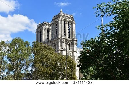 Notre-dame Towers And Spire Known As La Fleche. Paris, France.