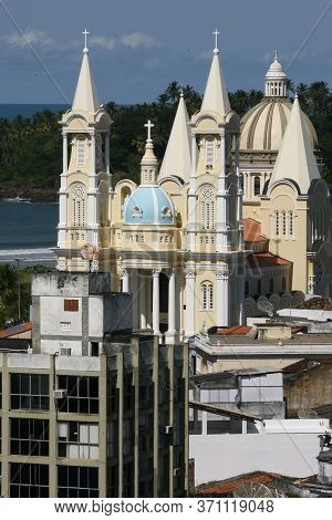 Ilheus, Bahia / Brazil - March 26, 2012: View Of San Sebastian Cathedral In The City Of Ilheus, In S