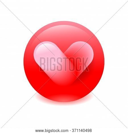 Heart Icon - Red Romantic Shiny Element For 14th February Valentines Day Or Wedding Ceremony Decorat