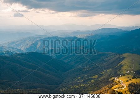 Green Valley Nature Landscape. Mountain Layers Landscape. Stunning Mountain View Landscape. Valley A