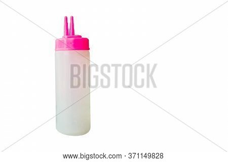 Bottle Of Sauce Making Thai Shaved Ice Desssert Isolated On White