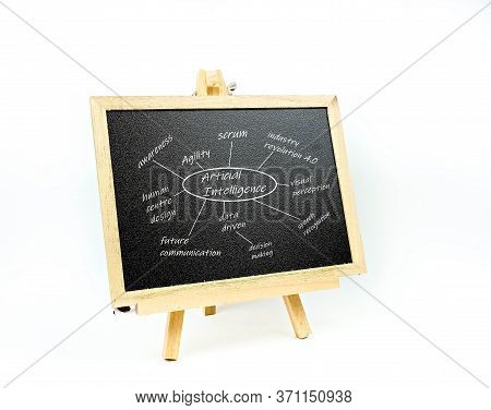 Conceptual Of Artificial Intelligence (ai). White Texts On Related Ai Terms And  Skills Including Ag