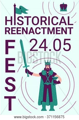 Historical Reenactment Festival Poster Flat Vector Template. Fantasy Medieval. Brochure, Booklet One