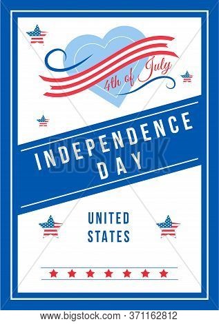 Independence Day Anniversary Poster Flat Vector Template. American National Holiday. Us Freedom And 