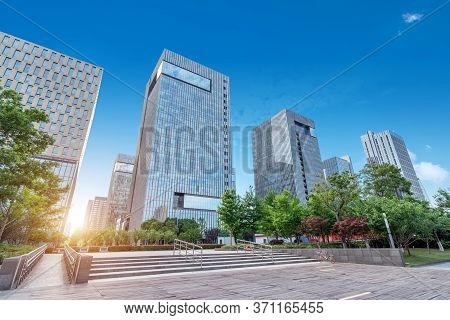 Street Landscape, Squares And Tall Buildings, Ningbo, China.