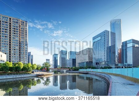 Modern City High-rise Buildings And Urban Landscape In Ningbo, China