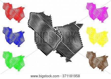 Venlo City (kingdom Of The Netherlands, Limburg, Holland) Map Vector Illustration, Scribble Sketch C