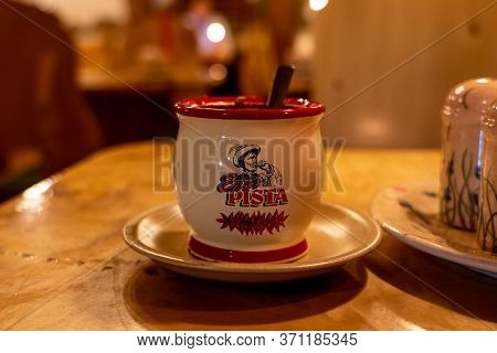 Budapest, Hungary - Feb 10, 2020: Traditional Hungarian Dish Gulash Gulays In Traditional Bowl