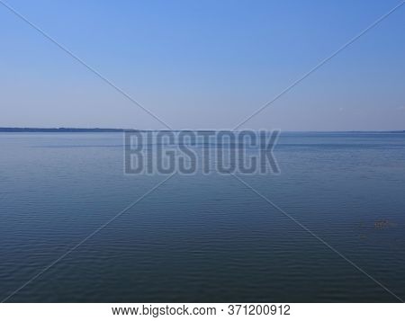 Artificial Reservoir In European Goczalkowice Town At Silesian District In Poland, Clear Blue Sky In
