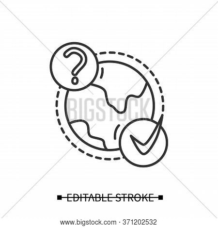 Global Market Research Icon. Concept Linear Pictogram For International Marketing, Product Targeting