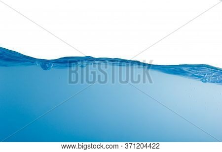 Blue Water Waves And Air Bubbles On A White Background
