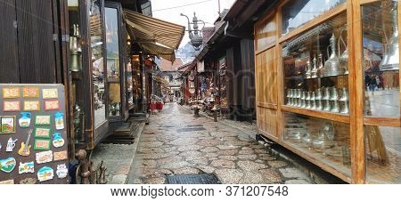 Sarajevo, Bosnia And Herzegovina - March 8, 2020: Souvenirs At Old Bazaar And The Historical And Cul