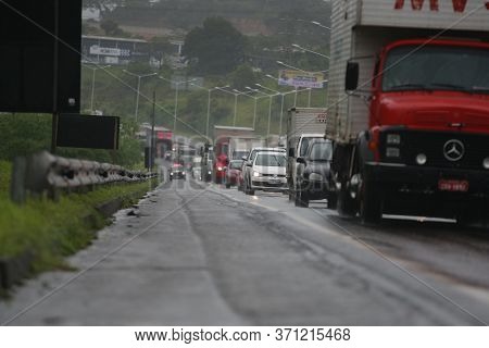 Salvador, Bahia / Brazil - June 25, 2015: Vehicles Are Seen In Traffic Jam On Highway Br 324, Due To