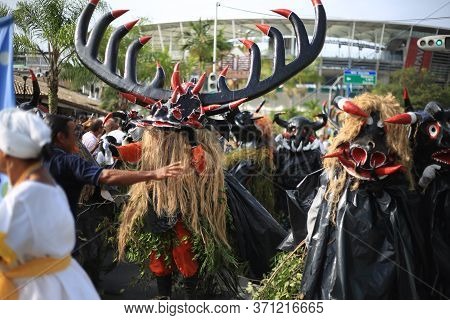 Salvador, Bahia / Brazil - January 24, 2016: Members Of The Cultural Group Caretas From Praia Do For
