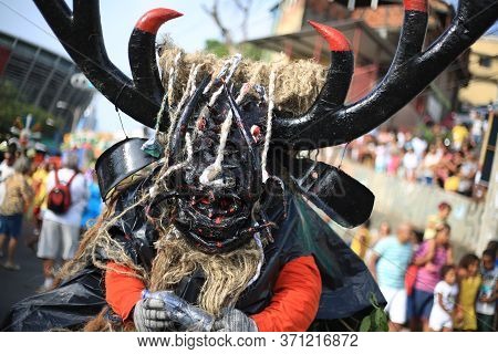 Salvador, Bahia / Brazil - January 24, 2016: Members Of The Cultural Group Caretas From Praia Do For
