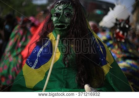 Salvador, Bahia / Brazil - January 24, 2016: Members Of The Cultural Group Caretas From Praia Do For