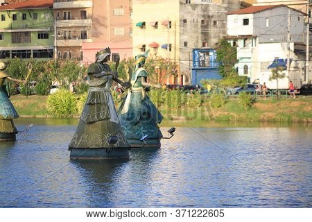 Salvador, Bahia / Brazil - January 19, 2018: Orisha Sculptures, Candombe Spirit Are Seen At Dique Do