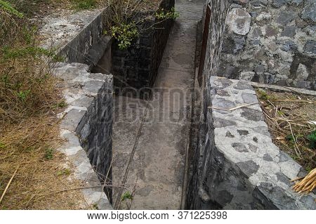 Cat Ba, Vietnam - March 9, 2016: Cannon Fort Open Air War Museum - Stone Trench