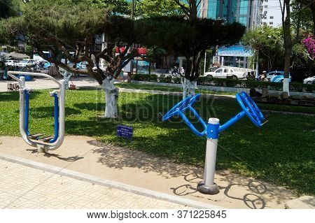 Nha Trang, Vietnam - April 8, 2016: Outdoor Exercise Machine For Workout
