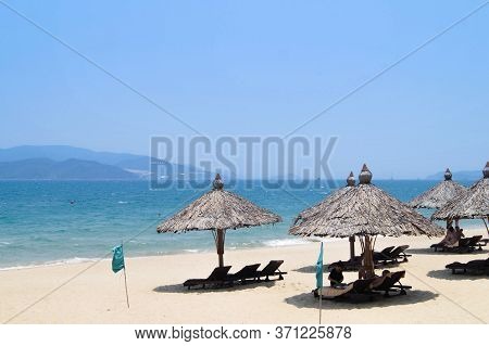 Nha Trang, Vietnam - April 8, 2016: Half Empty City Beach
