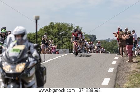 Mailleroncourt-saint-pancras, France - July 5, 2017: The Swiss Cyclist Michael Schar Leading The Bmc
