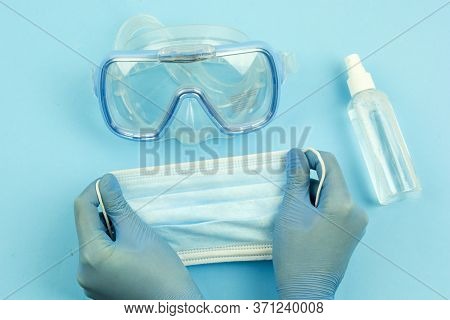 Scuba Diving Mask For Swimming And Disinfection, Virus Protection, Symbol Of Summer 2020, The Concep