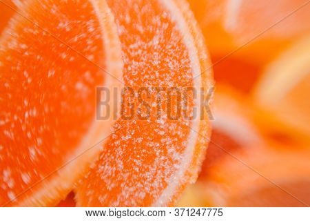 Macro Photo Multi-colored Marmalade Jelly Candy's. Dessert Marmalade In The Form Of Lemon And Orange