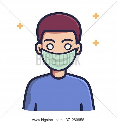Man Wearing Mask Vector Illustration. Health Icon Concept Isolated. Flat Cartoon Style