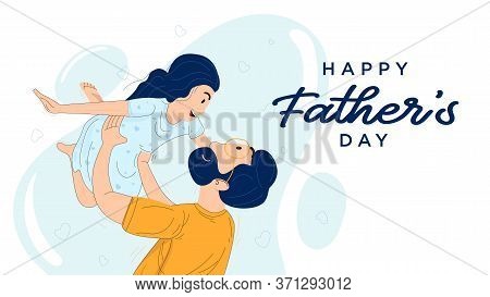 Fathers Day Illustration Theme Free Vector Web Flat Landing Page Design Happy Father\'s Day
