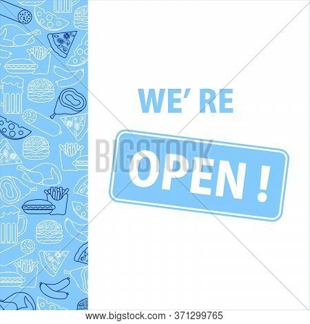 Vector Illustration Reopening Of Street Food Trading, Pizza Shops, Fast Food Cafe After Covid-19 Qua