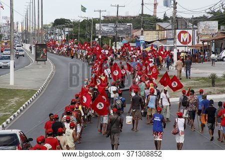 Salvador, Bahia / Brazil - April 10, 2013: Members Of The Landless Movement (mst) Are Seen During A 