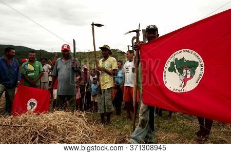 Itamaraju, Bahia / Brazil - December 15, 2009: Members Of The Landless Movement - Mst- Are Seen Duri