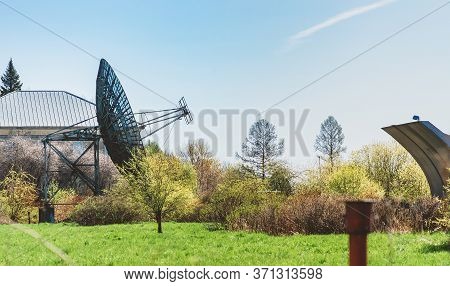 The Radio Station And Antenna Are In The Field. Astronomical Observatory Of The Academy Of Sciences