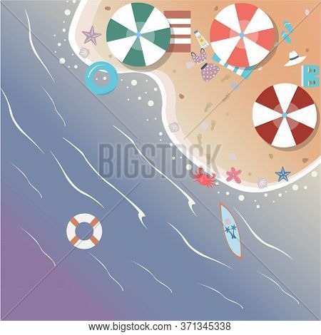 Summer Seashore With Summer Beach Objects. From Summer Collection.