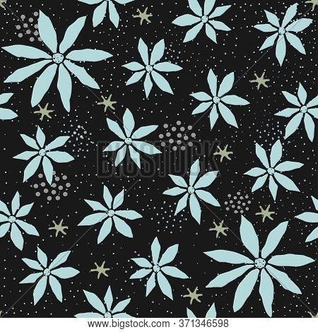 Seamless Cute Floral Pattern. Hand Drawn Design.
