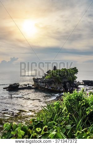 Tanah Lot Temple, The Most Important Indu Temple Of Bali, Indonesia Befor Sunset