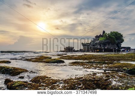 Tanah Lot Temple, The Most Important Indu Temple Of Bali, Indonesia Befor Sunset